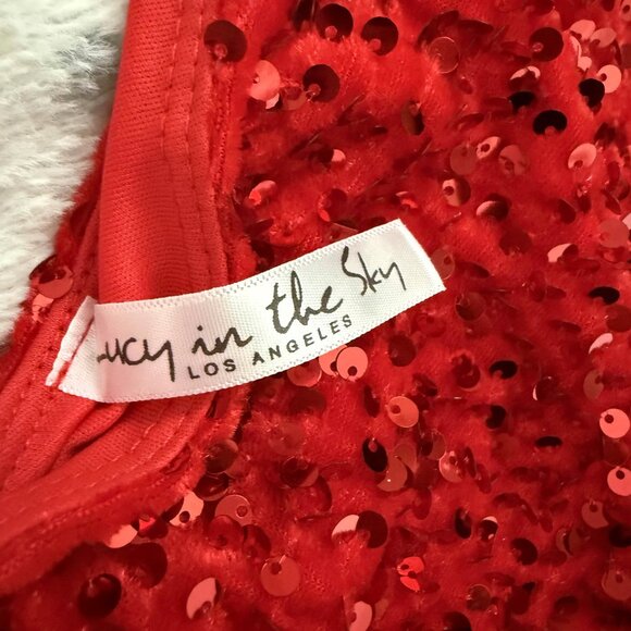 Lucy in the Sky red sequin mini dress ❤️✨ - Picture 3 of 4